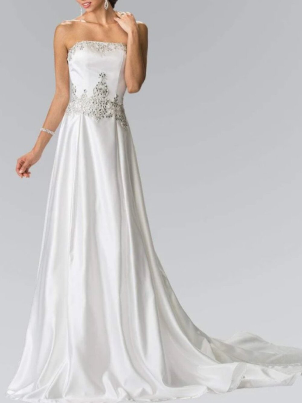 New Elizabeth K Bridal Strapless Jewel Embellished Bridal Dress